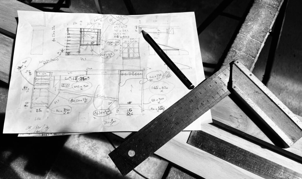 croquis construction meuble bureau